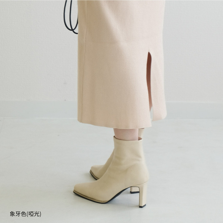 辣妹 皮革 多色 方頭靴 女鞋【CX3216】象牙色