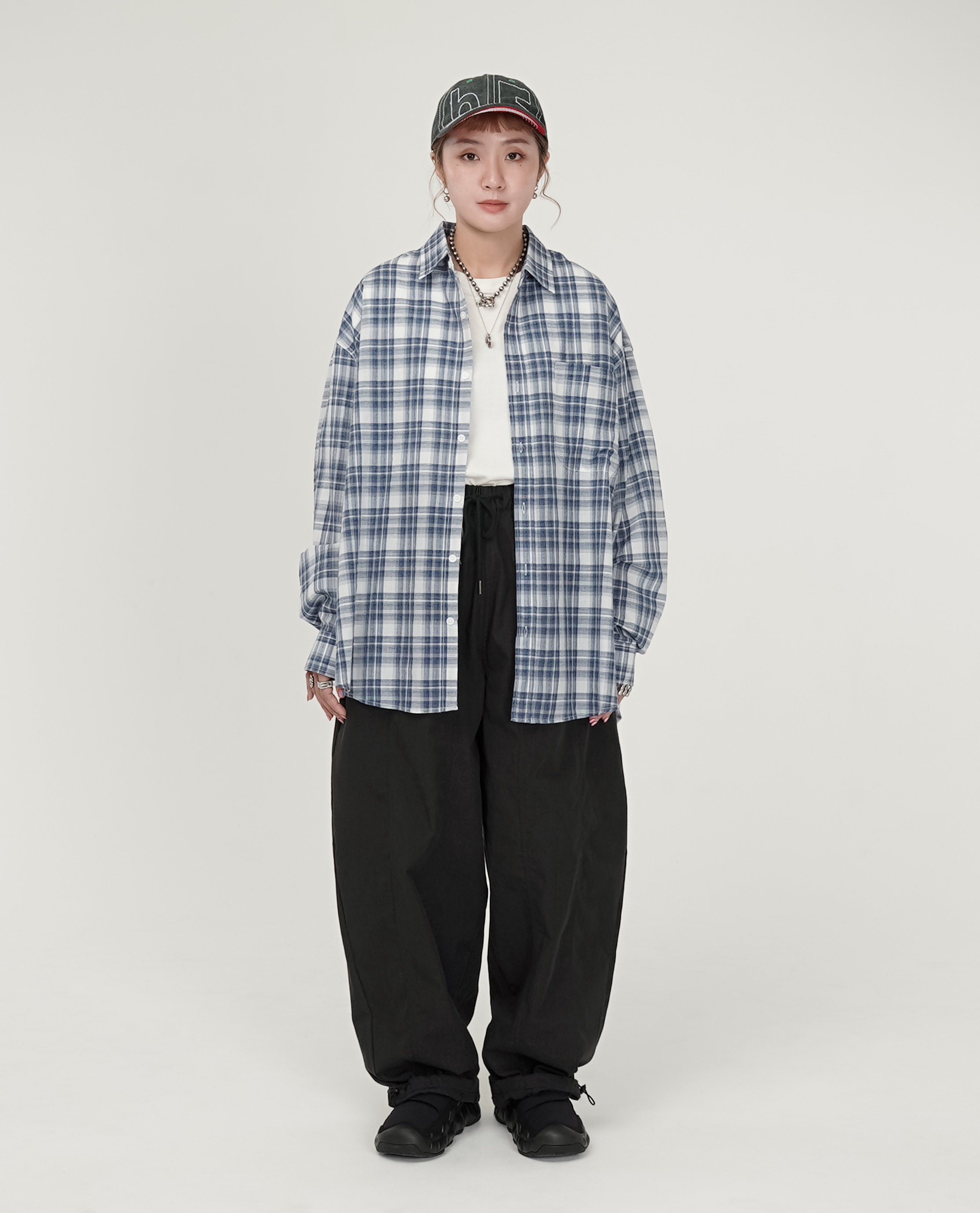 綁繩前雙車線水洗滑料下可縮褲