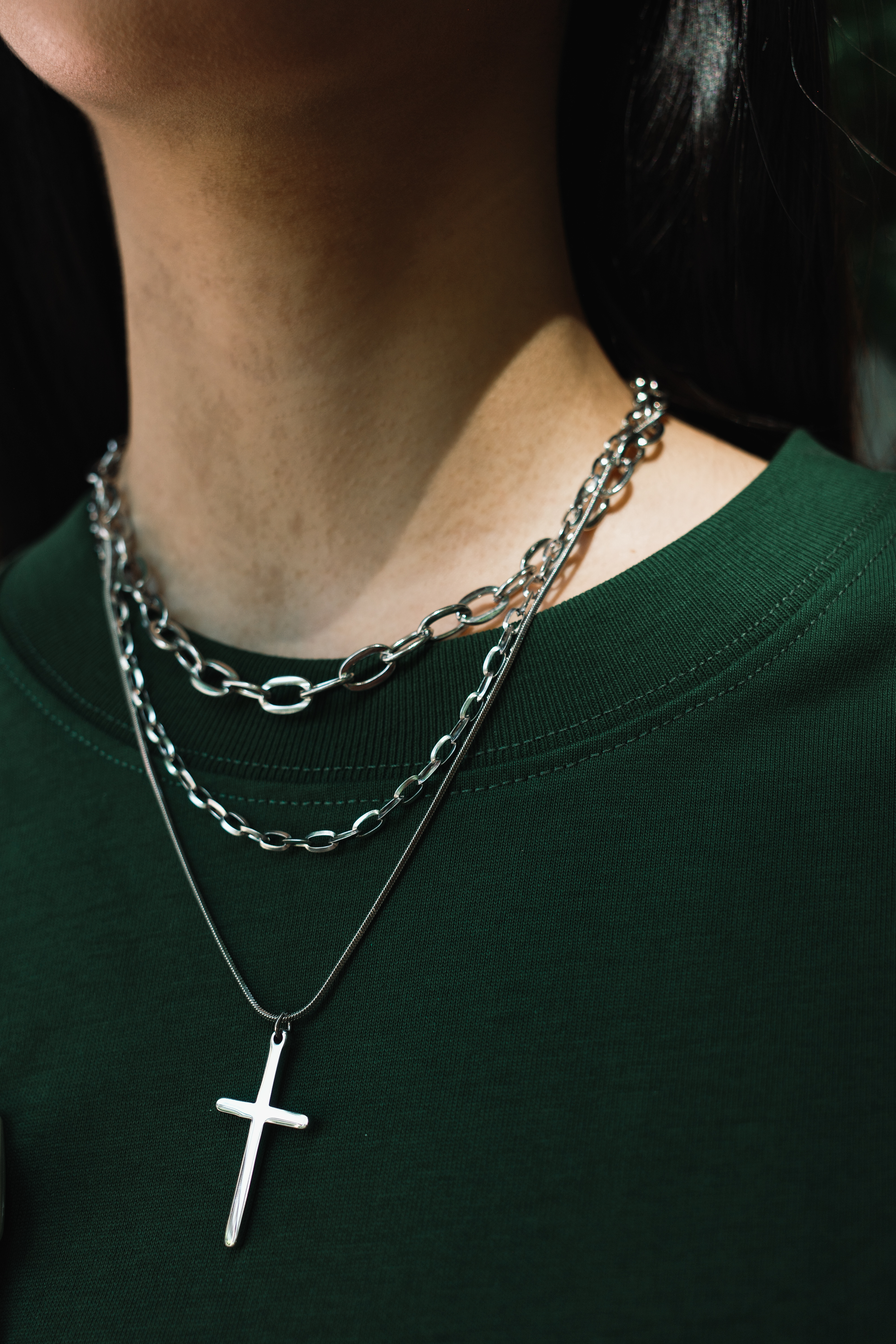 『Always_Good』十字架 疊戴 鈦鋼  項鍊