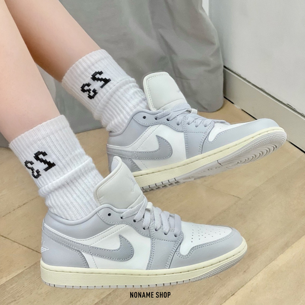 NIKE AIR JORDAN 1 AJ1 灰白 奶油底 仿舊 海鹽灰 低筒 (女款)