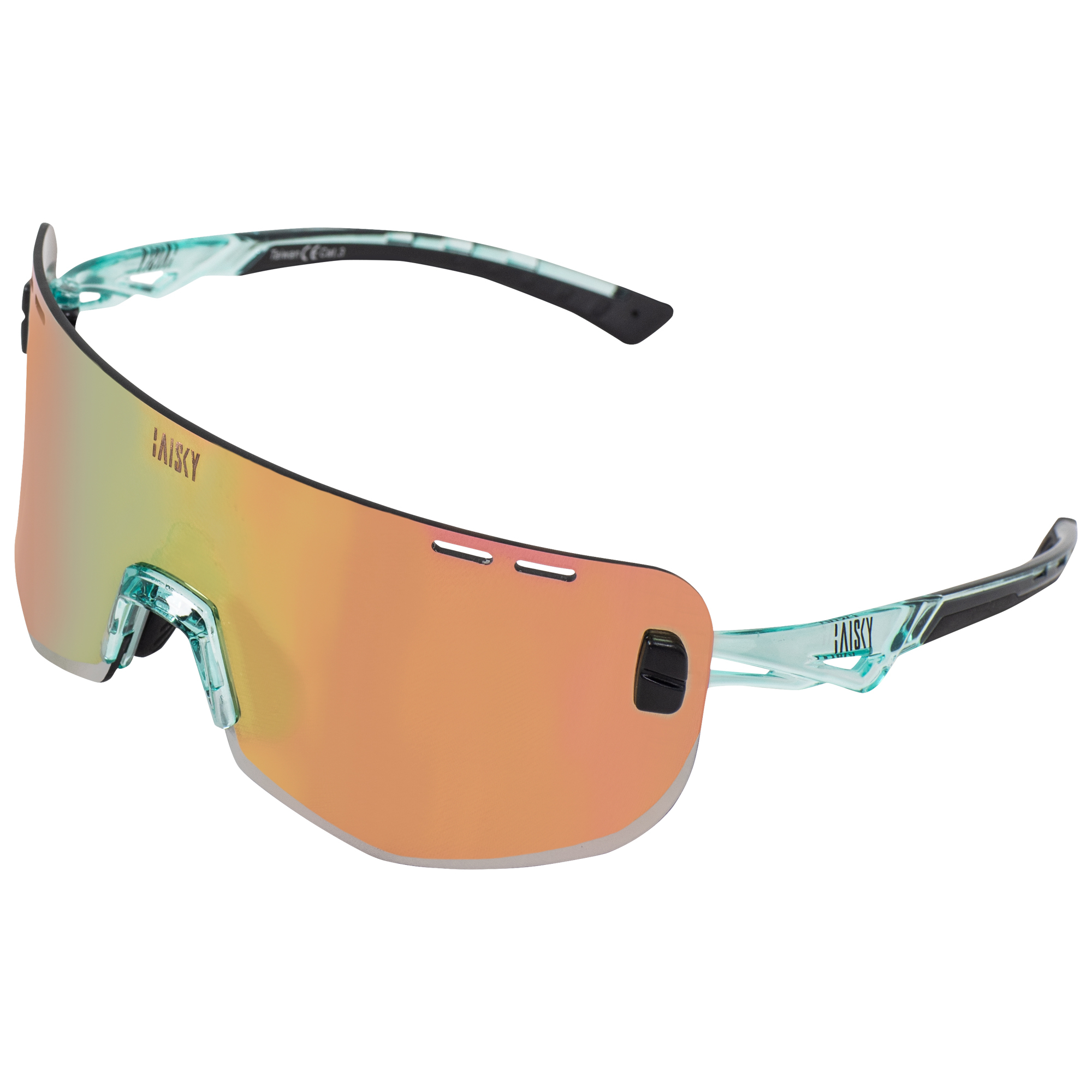 運動風鏡 淺綠框電鍍櫻粉