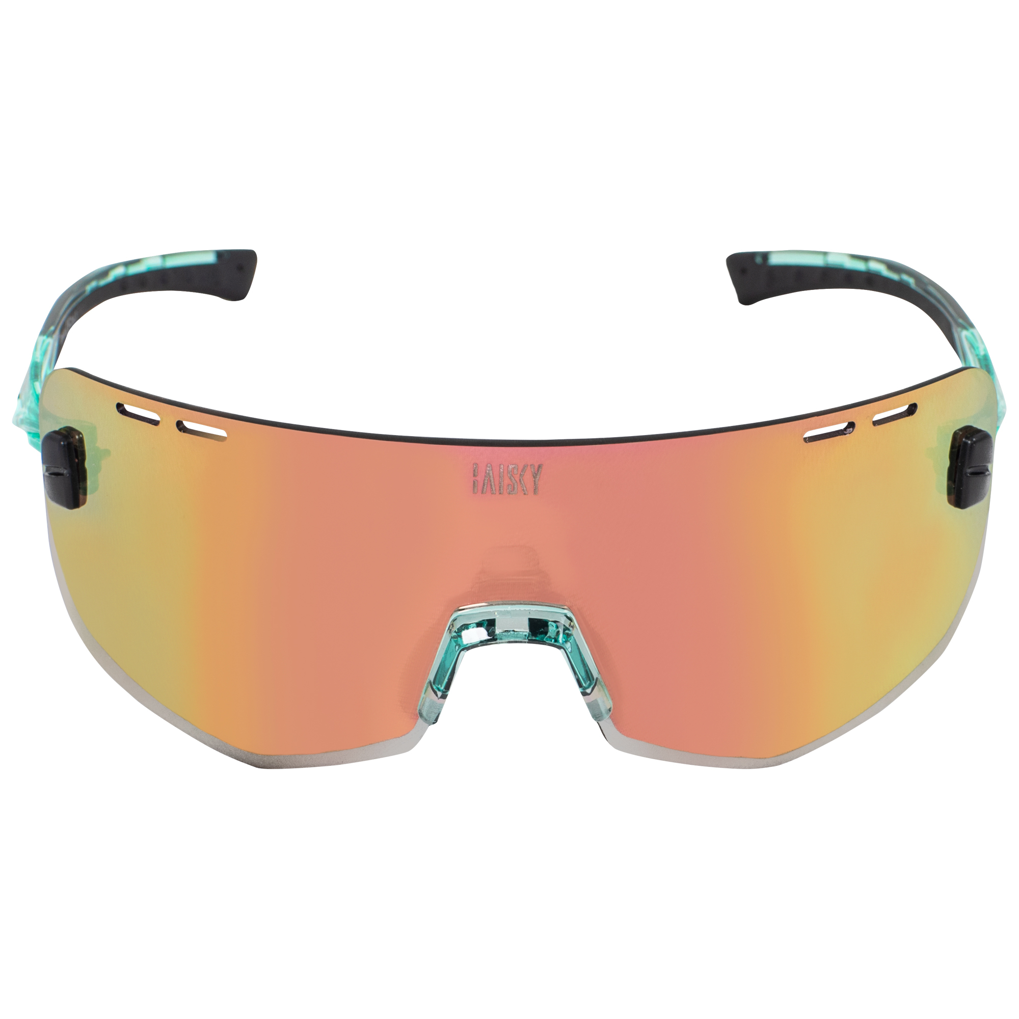 運動風鏡 淺綠框電鍍櫻粉