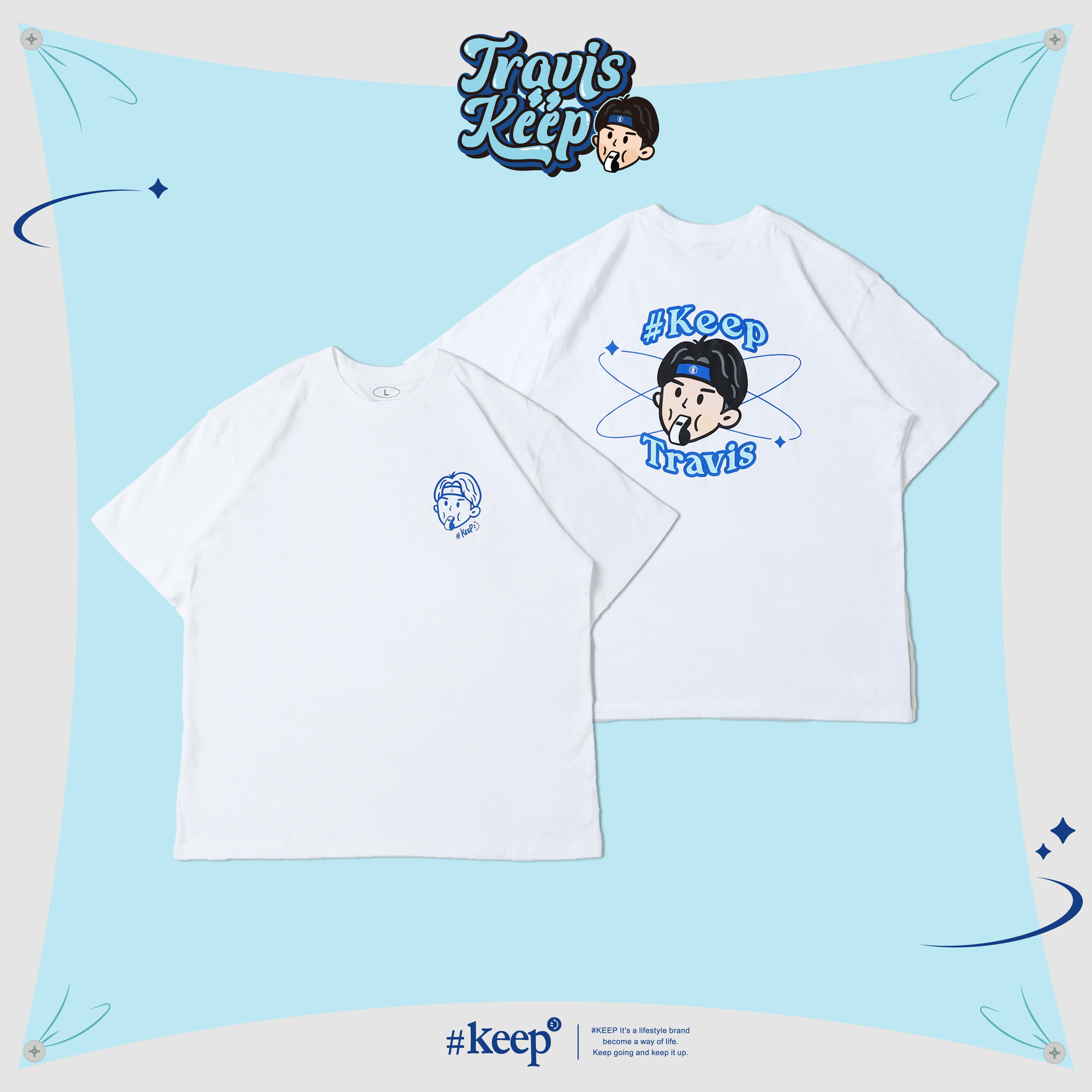 #KEEP x TRAVIS崔維斯 聯名款 黑色 白色 宇宙崔 Q版頭像 印花厚磅棉TEE【KS243】