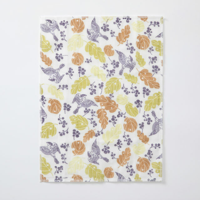 中川政七商店 - 蚊帳織方巾 / 落葉與小鳥