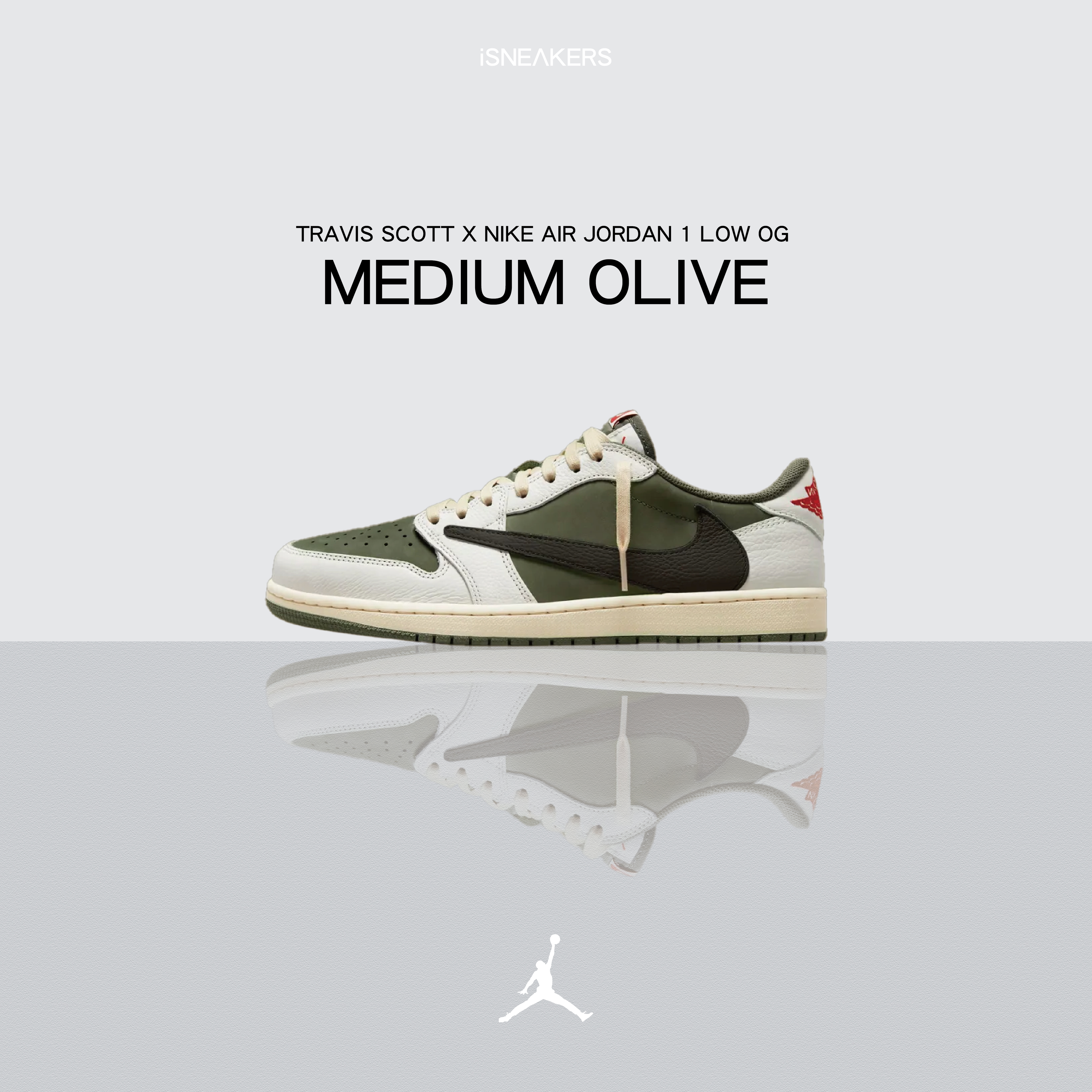 ISNEAKERS｜Travis Scott x Air Jordan 1 Low OG "Medium Olive" 橄欖綠 倒勾 DM7866-200