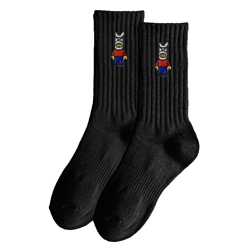 刺繡款 積木駝中筒襪