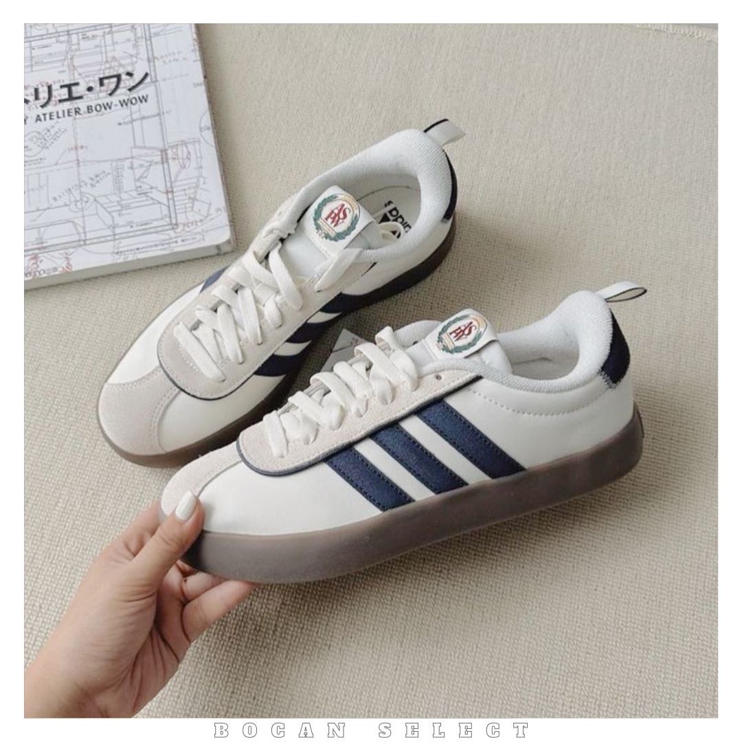 ADIDAS NEO VL COURT 3.0 白灰海軍藍 麂皮 男女同款 JI4566