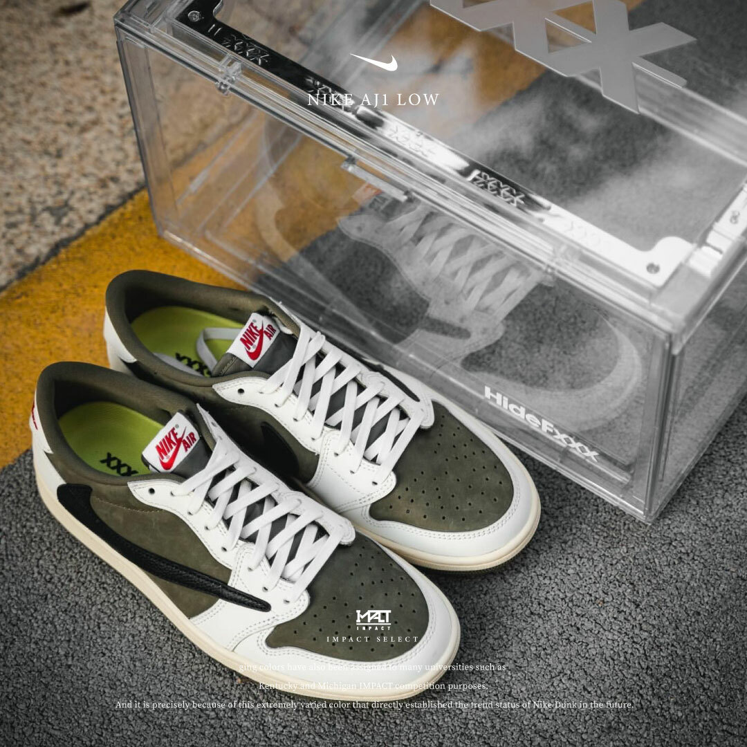 Travis Scott x Nike AJ1 Low 反轉橄欖綠 黑勾 倒勾 最新款 DM7866-200