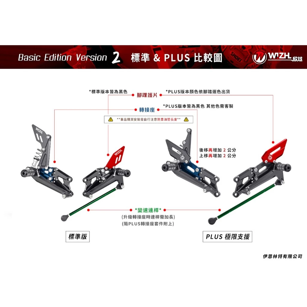 【W!ZH 欣炫】BEV2系列｜APRILIA RS457 (2024-CY)｜腳踏後移