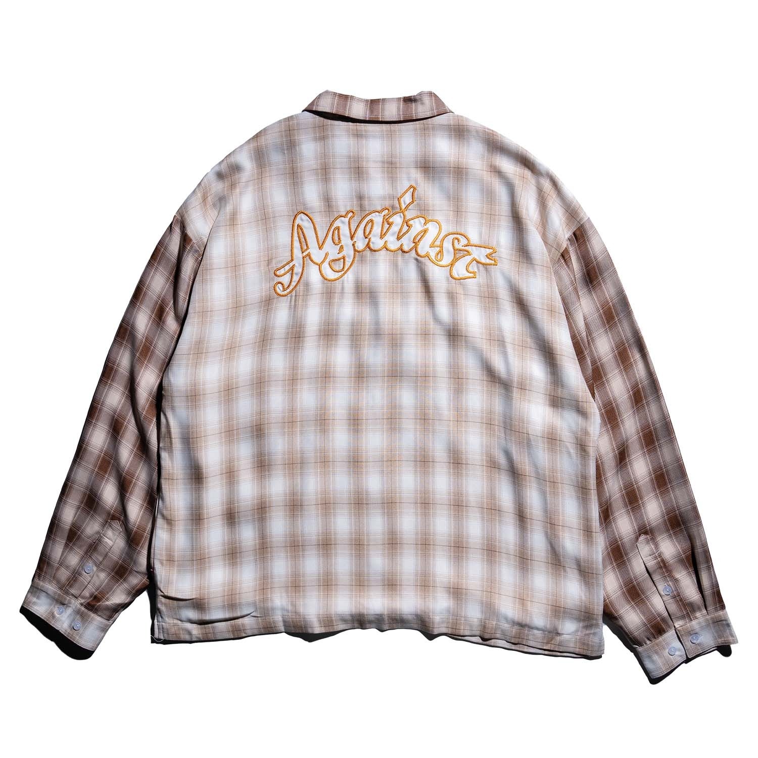AGAINST MIXED FLANNEL ZIP UP SHIRT