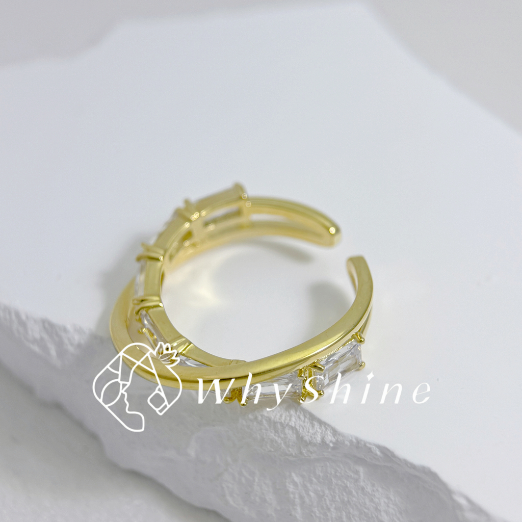 方形鑲鑽造型戒指