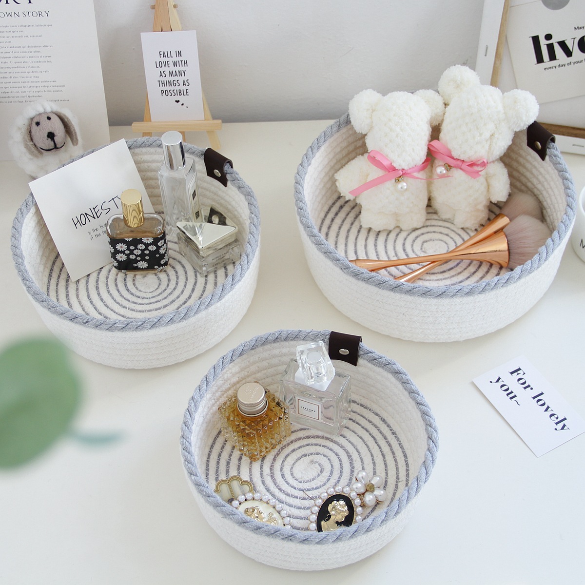 《1248》日式棉麻滾邊收納籃