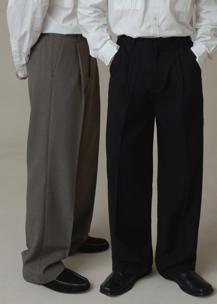 純素寬版西裝褲