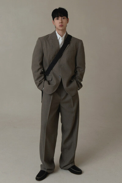 純素寬版西裝褲