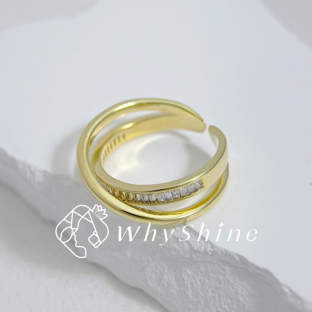 氣質鑲鑽雙圈戒指