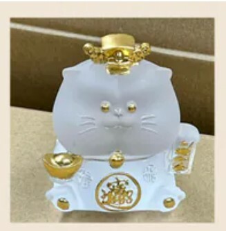 [S] GEMZ & CO JXTA REAL GOLD FOIL FORTUNE CAT DISPLAY, GLAZED GLASS, V64 (V64)