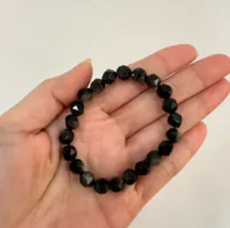 [S] GEMZ & CO ZBA 7MM FACETED OBSIDIAN BRACELET, Y165 (Y165)