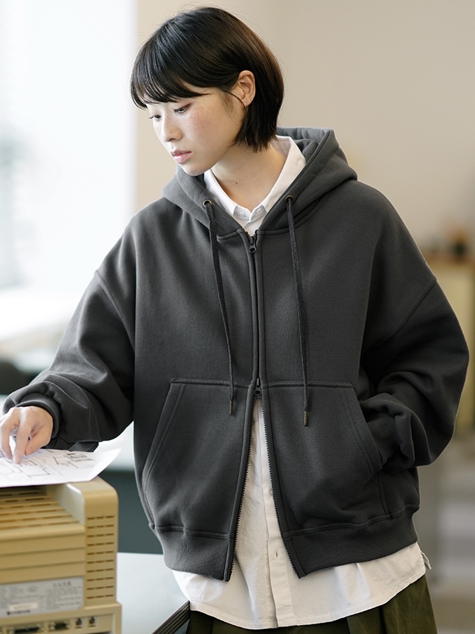 <預購> 韓國JEMUT Wise Overfit雙向拉鍊刷毛連帽外套