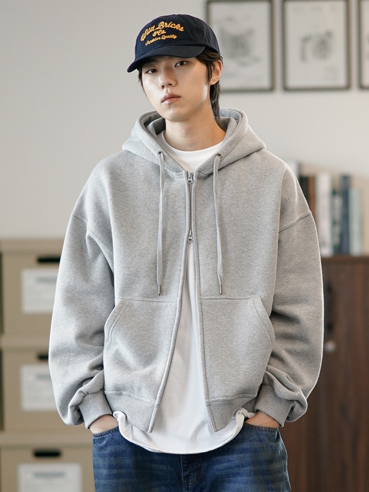 <預購> 韓國JEMUT Wise Overfit雙向拉鍊刷毛連帽外套