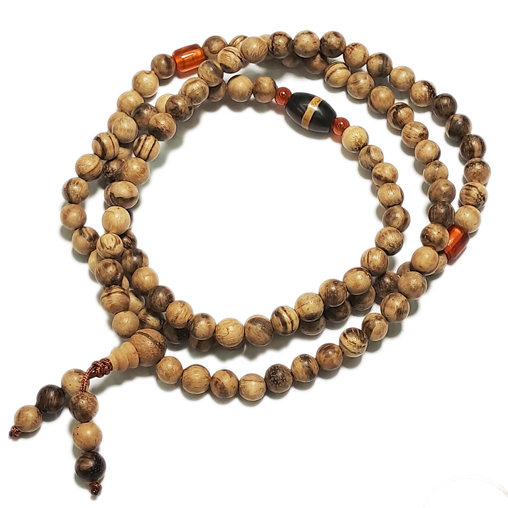 線珠+琉璃珠+白沙沉香木108念珠6mm【十方】148140