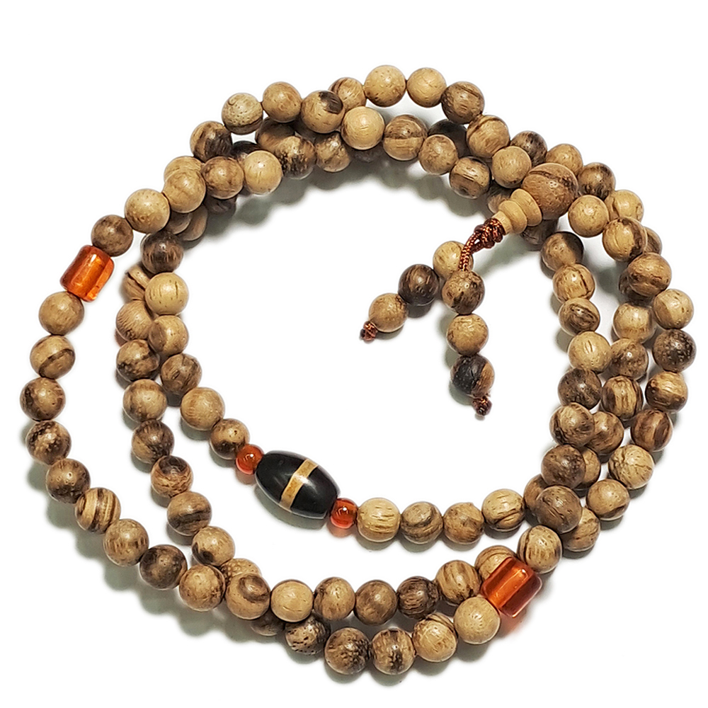 線珠+琉璃珠+白沙沉香木108念珠6mm【十方】148140