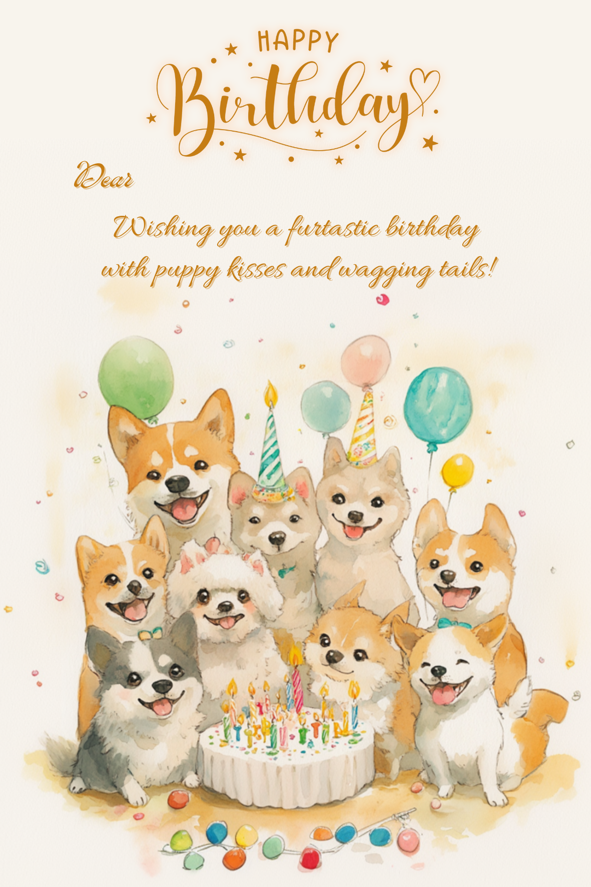 Doggies Birthday Card  (Add-on only)