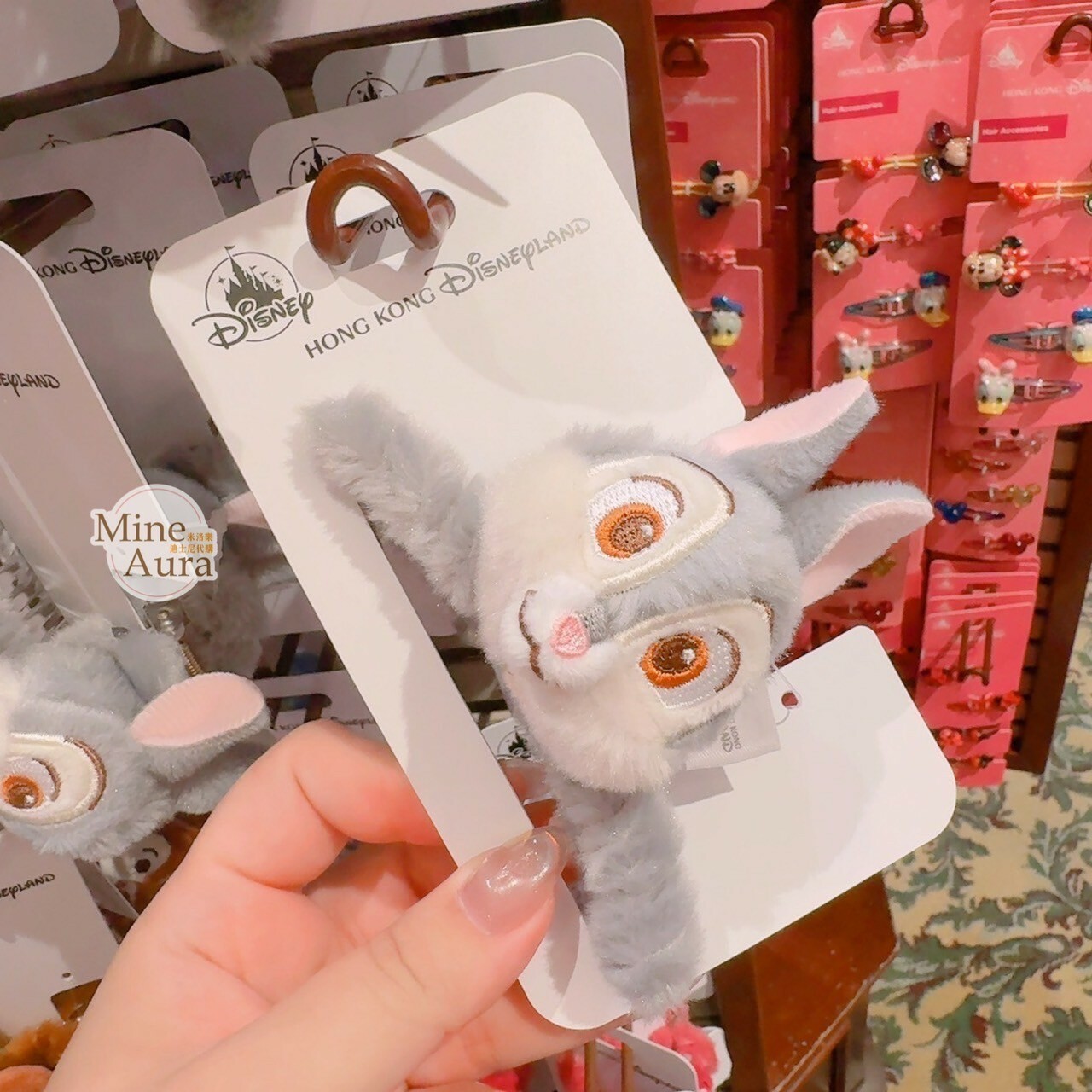 桑普兔 Thumper 大頭造型 絨毛 髮夾 髮抓 鯊魚夾 小鹿斑比 Bambi -香港迪士尼樂園