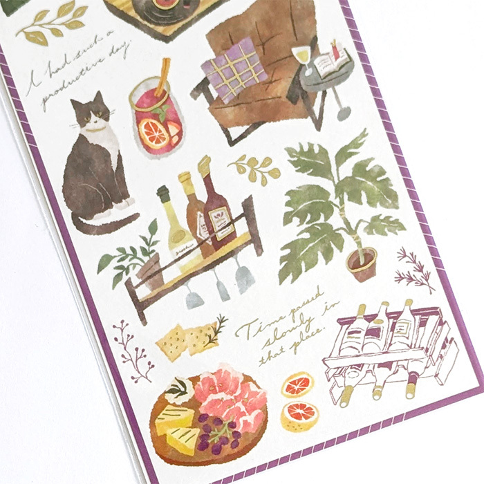 葡萄酒 Snug Room 燙金和紙貼紙｜日本Mind Wave