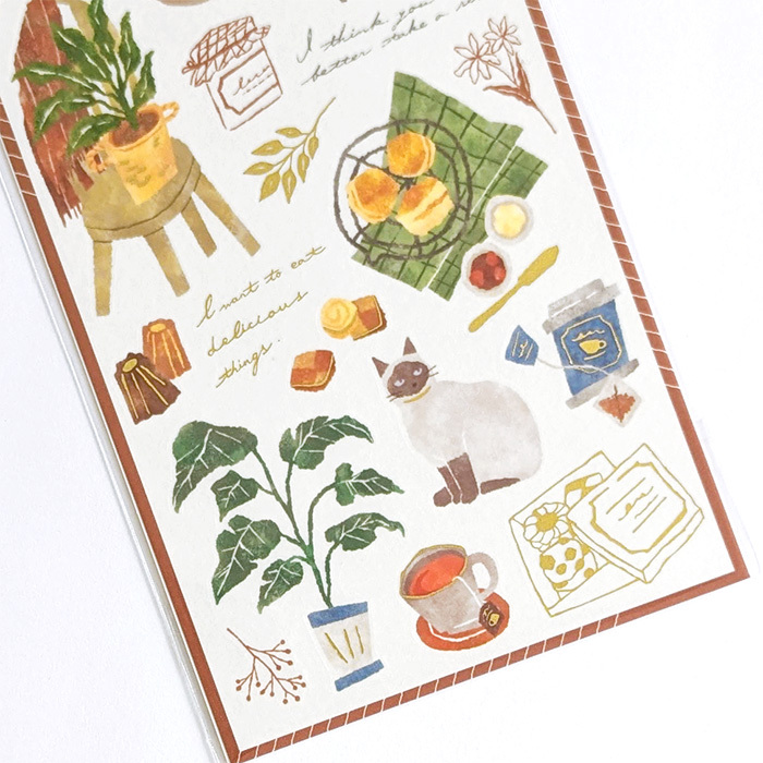 茶 Snug Room 燙金和紙貼紙｜日本Mind Wave