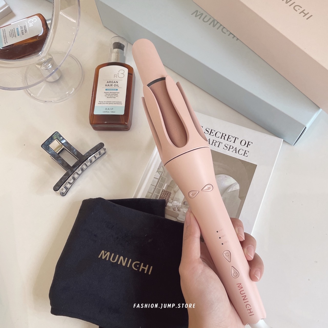 （單支免運）MUNICHI｜水潤負離子溫控自動電捲棒 捲髮器 32MM