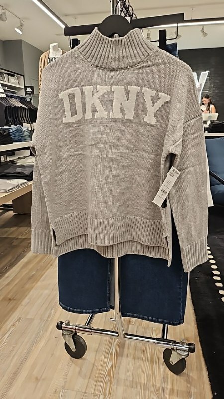 DKNY ラグランニット U] DKNY LOGO TURTLENECK SWEATER,PEARL GREY HTR/IVORY