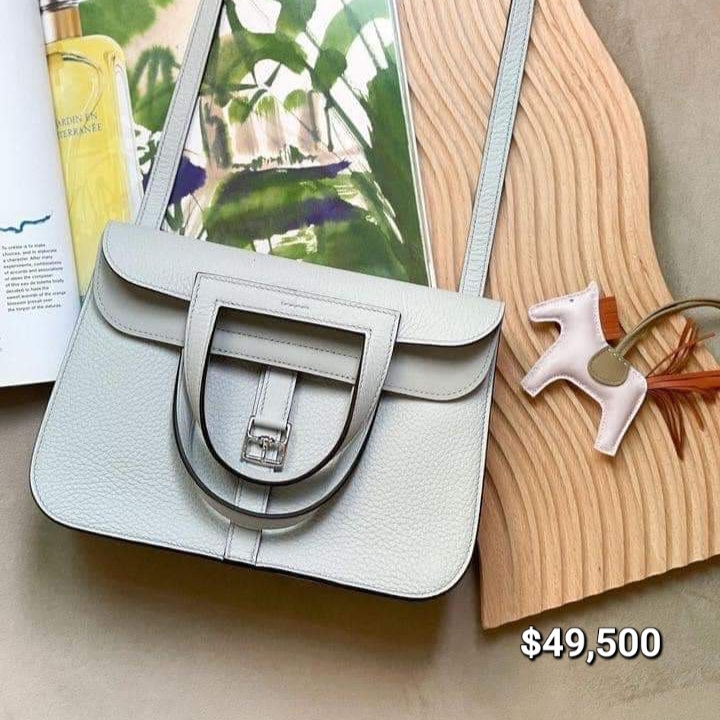 Preloved Hermès Halzan TC Leather Bleu Pale PHW HK$49,500 (HK$2,000 即時落訂)