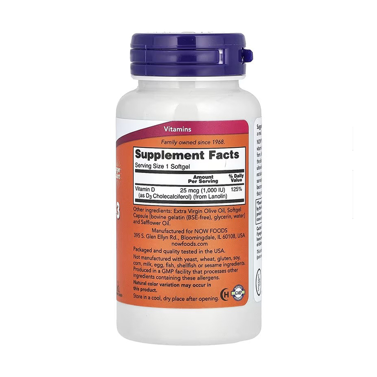 Now Foods, Vitamin D-3, 1000 IU, 360 Softgels