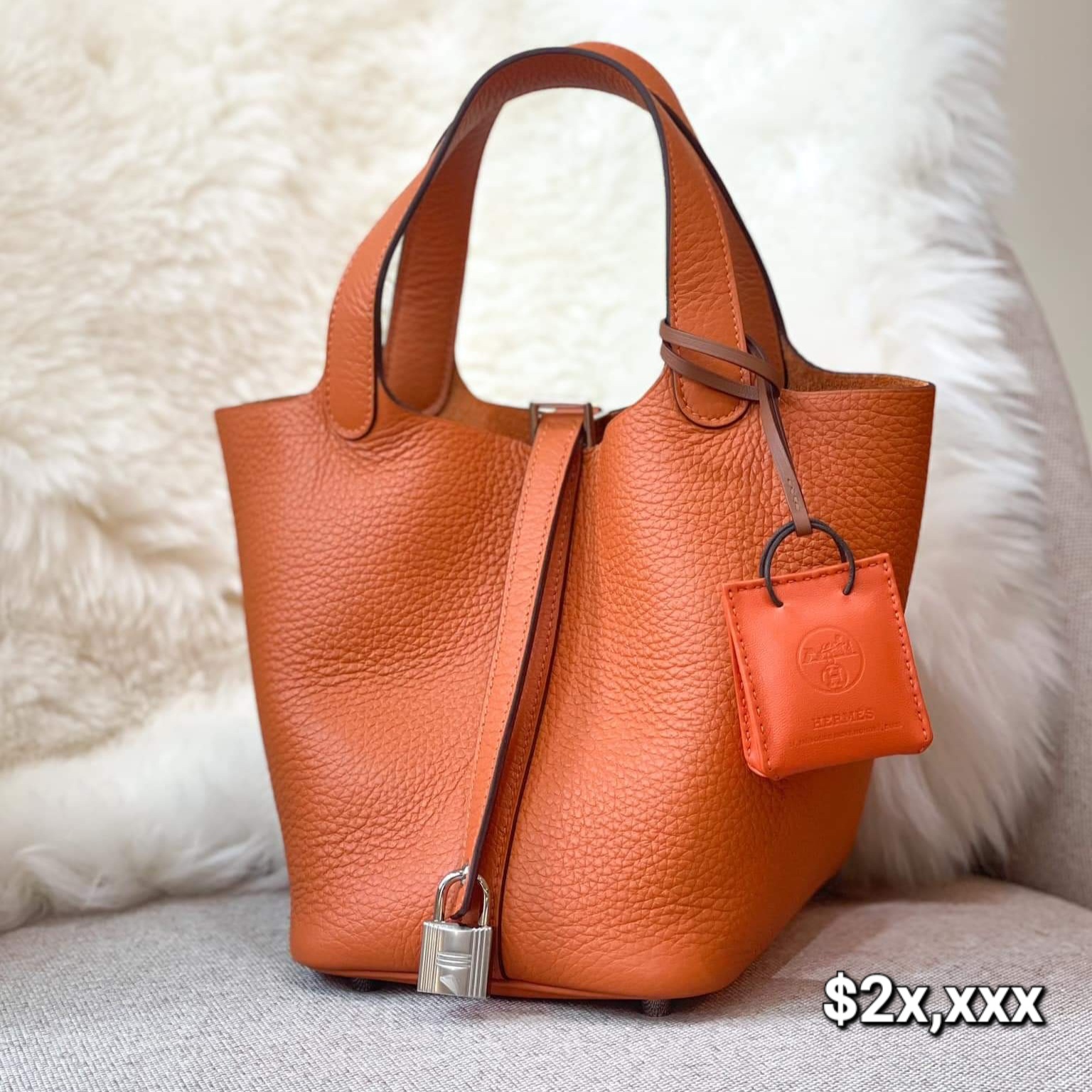 Preloved Picotin 18 TC Leather Orange PHW HK$2x,xxx (HK$2,000 即時落訂)
