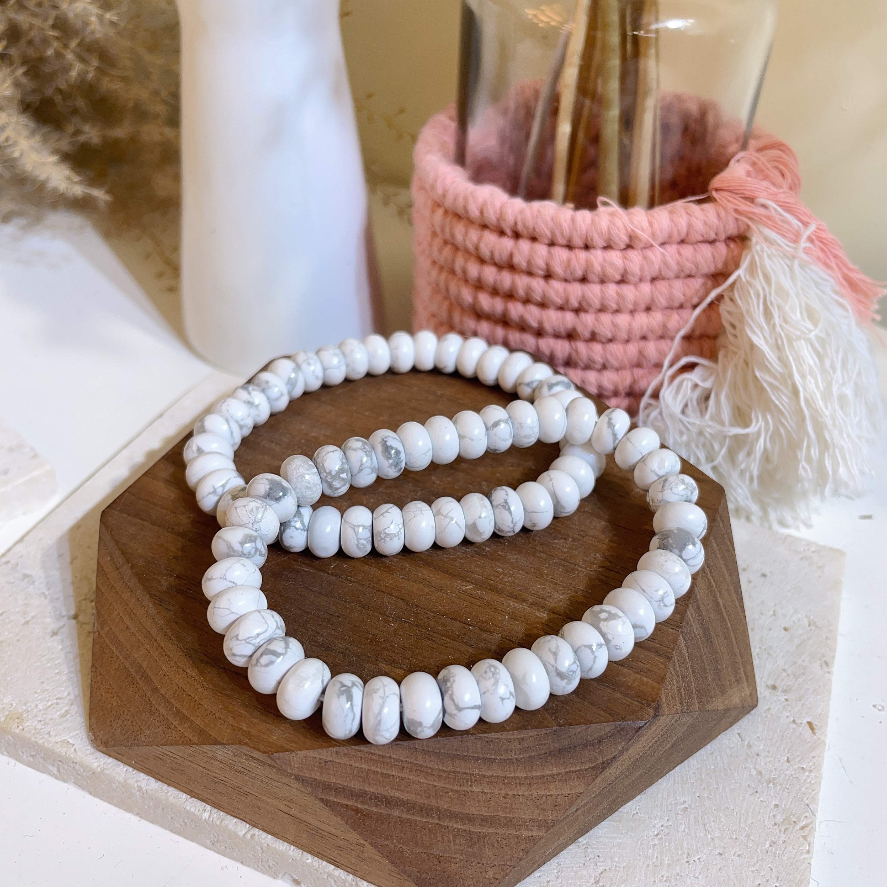 白松石算盤珠手串 8mm