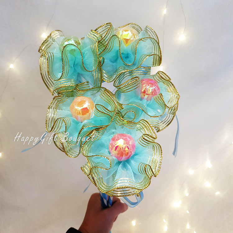 單支棒棒糖花束,單支棒棒糖花棒,棒棒糖雙層拉花棒,Single lollipop bouquet, single lollipop flower stick, double-layer lollipop flower stick