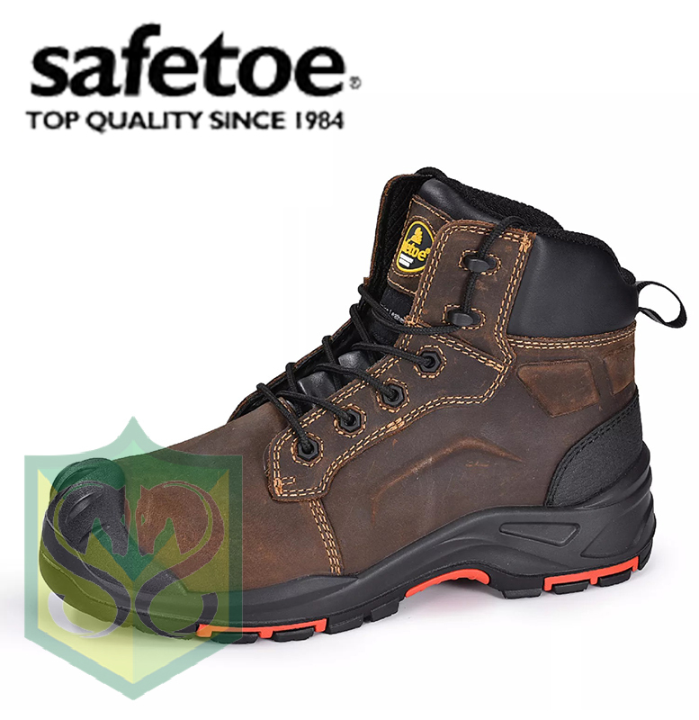 Safetoe M-8552 Oil & Slip Resistant Superior Metal Free Safety Work Boots (Brown)