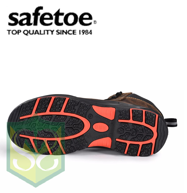 Safetoe M-8552 Oil & Slip Resistant Superior Metal Free Safety Work Boots (Brown)