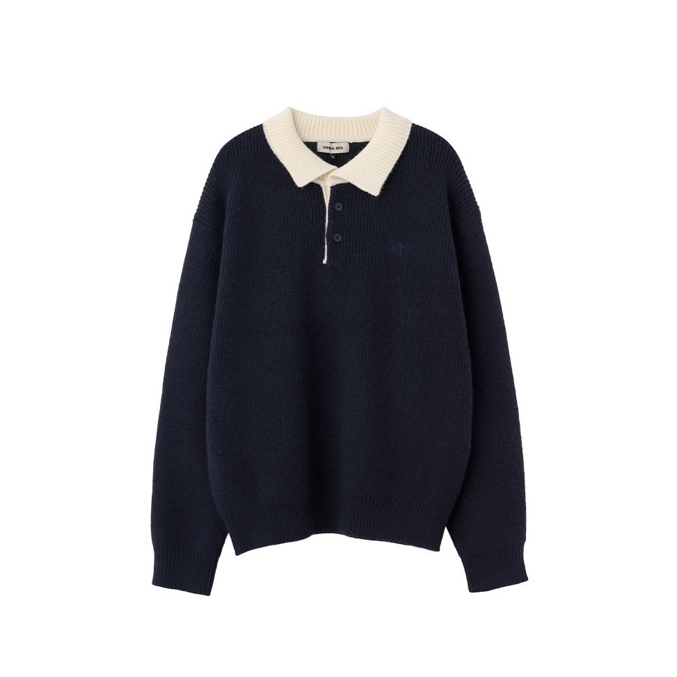 [GENERAL IDEA] MAN SOLID RUGBY POLO KNIT