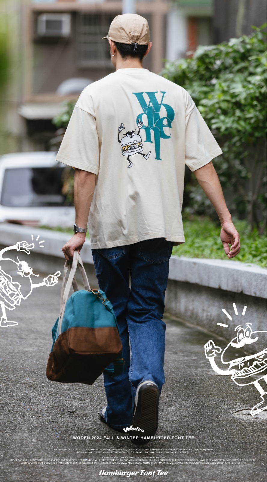 Woden Hamburger Font Tee