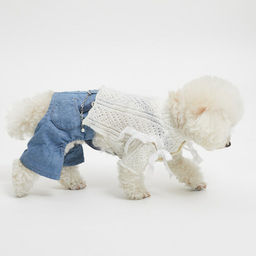 Louisdog 有機牛仔百慕達吊帶褲