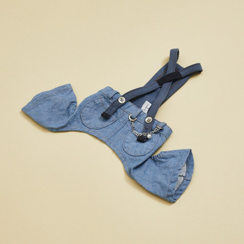 Louisdog 有機牛仔百慕達吊帶褲