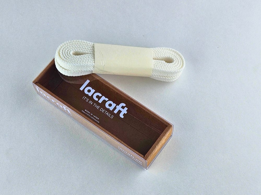 Lacraft【日本製】白色雙層全棉鞋帶 - Solid