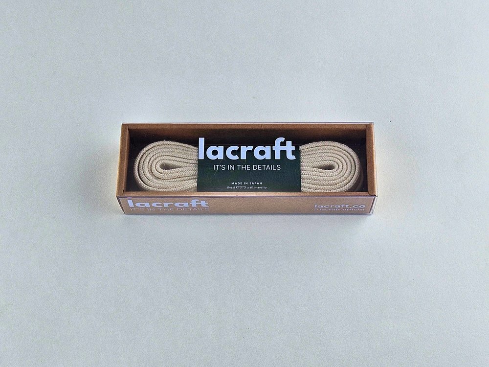 Lacraft【日本製】米白色雙層全棉鞋帶 - Creamy