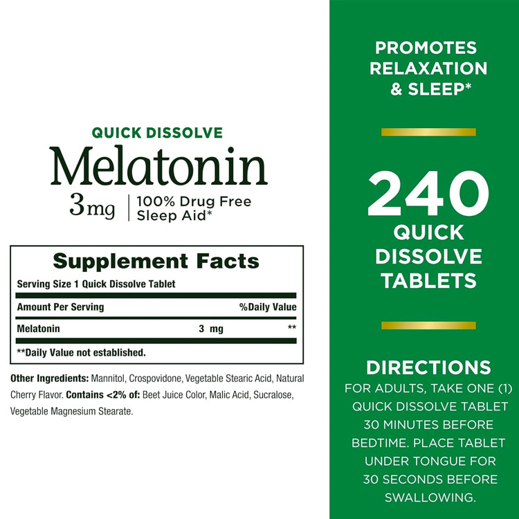 Nature’s Bounty 褪黑激素 3 毫克（240 片速溶片）