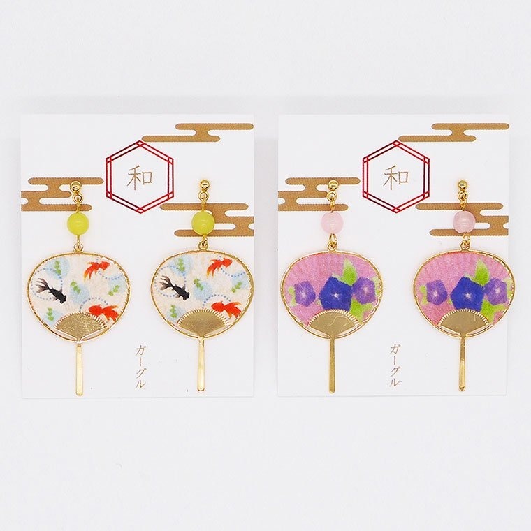金魚紙扇耳環