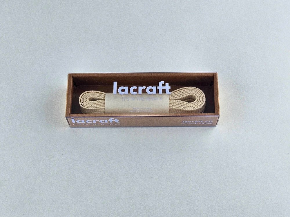Lacraft【日本製】米黃色單層全棉鞋帶 - Oat