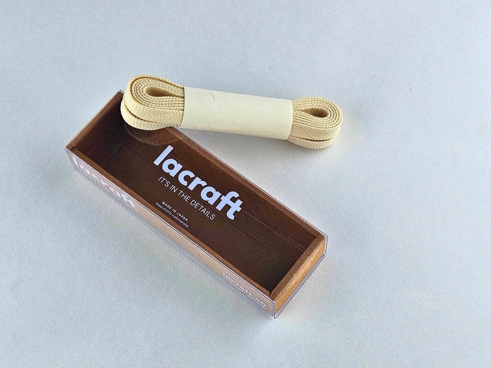 Lacraft【日本製】米黃色單層全棉鞋帶 - Oat