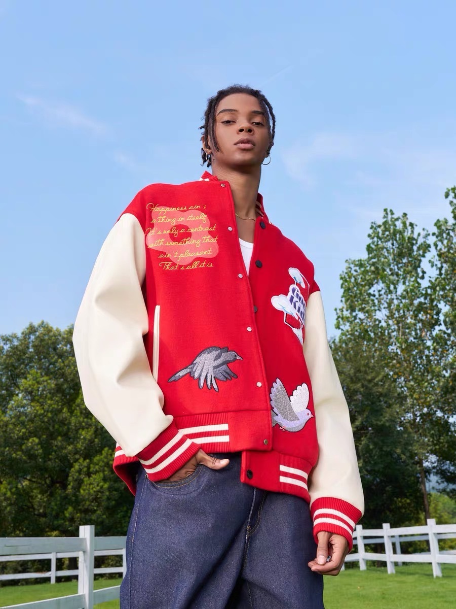 AFGK bird embroidered baseball jacket A FEW GOOD KIDS