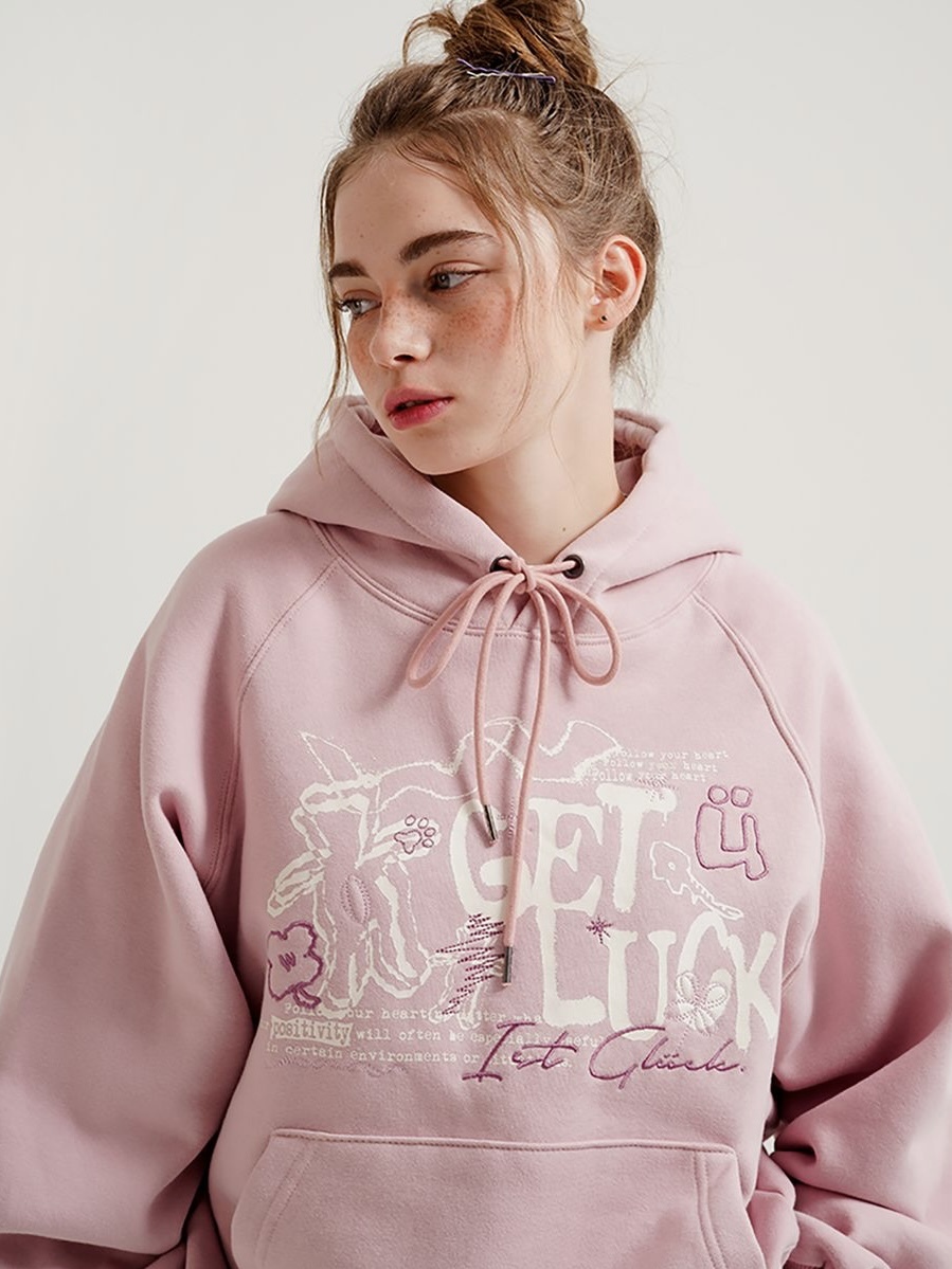 <預購> 韓國WV PROJECT GET LUCK🍀電繡刷毛帽T#帽踢